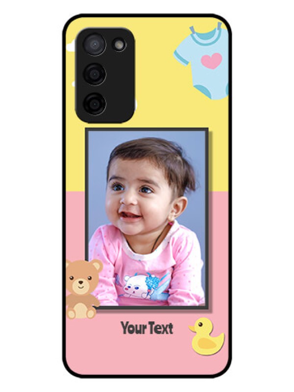 Custom Oppo A53s 5G Photo Printing on Glass Case - Kids 2 Color Design