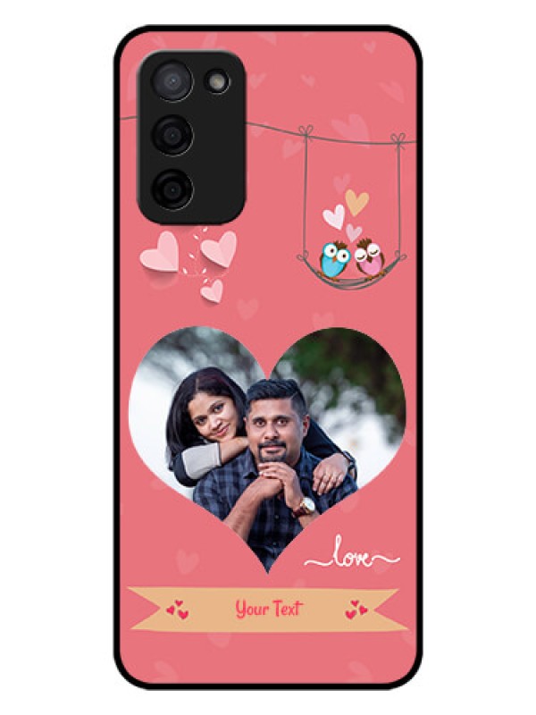 Custom Oppo A53s 5G Personalized Glass Phone Case - Peach Color Love Design 