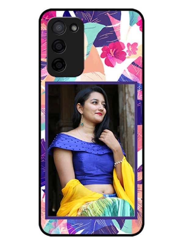 Custom Oppo A53s 5G Custom Glass Mobile Case - Abstract Floral Design