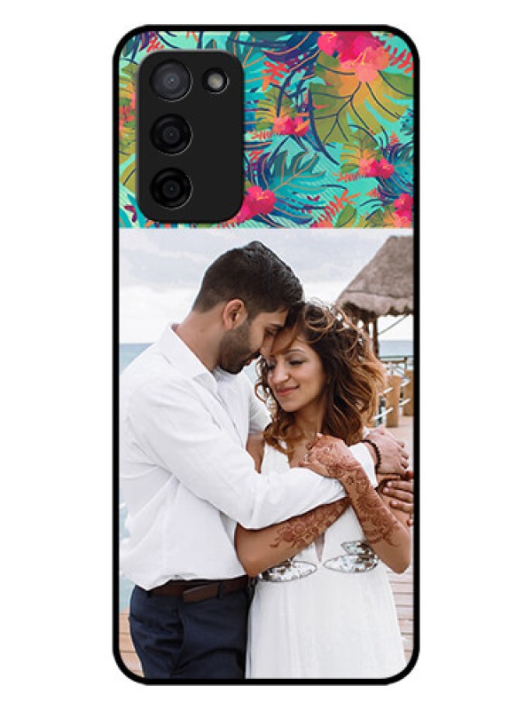Custom Oppo A53s 5G Photo Printing on Glass Case - Watercolor Floral Design