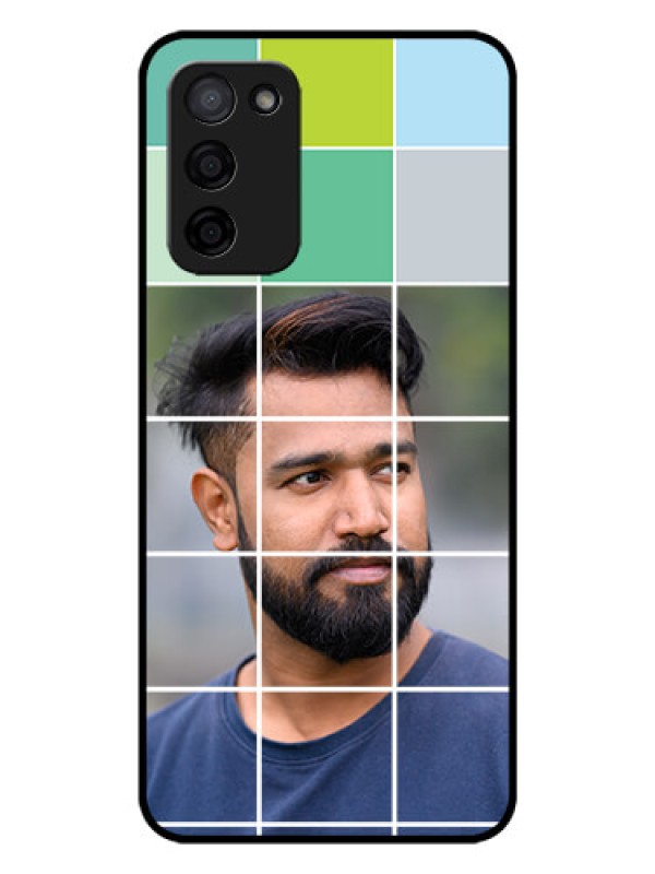 Custom Oppo A53s 5G Photo Printing on Glass Case - with white box pattern 