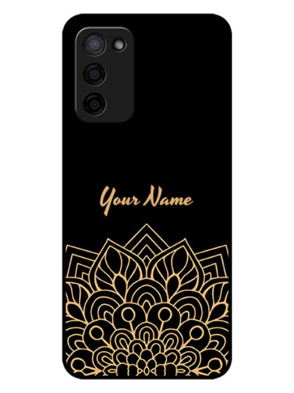 Custom Oppo A53s 5G Custom Glass Phone Case - Golden mandala Design