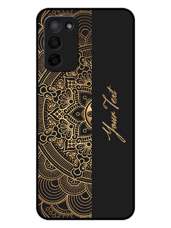 Custom Oppo A53s 5G Photo Printing on Glass Case - Mandala art with custom text Design