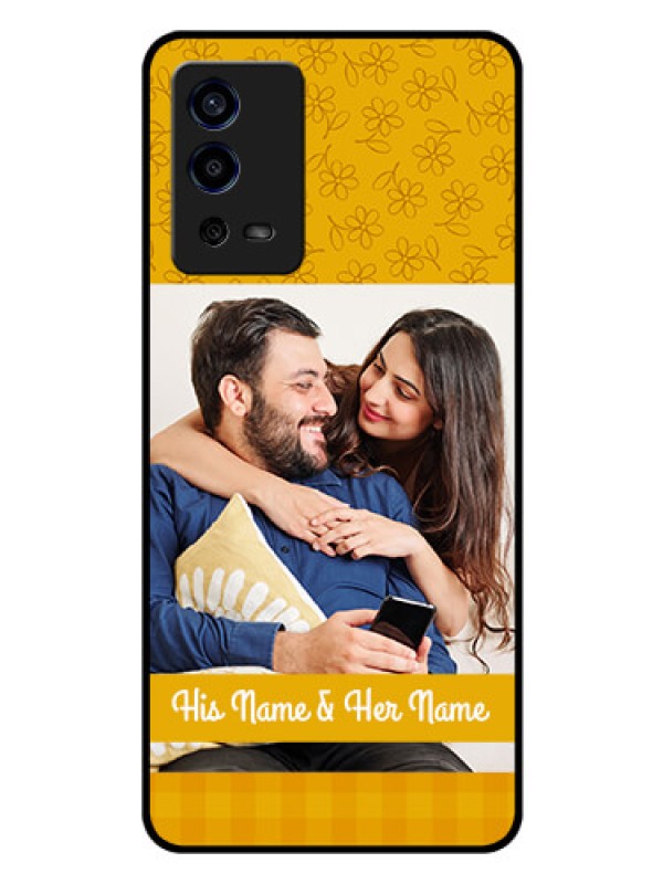 Custom Oppo A55 Custom Glass Mobile Case - Yellow Floral Design