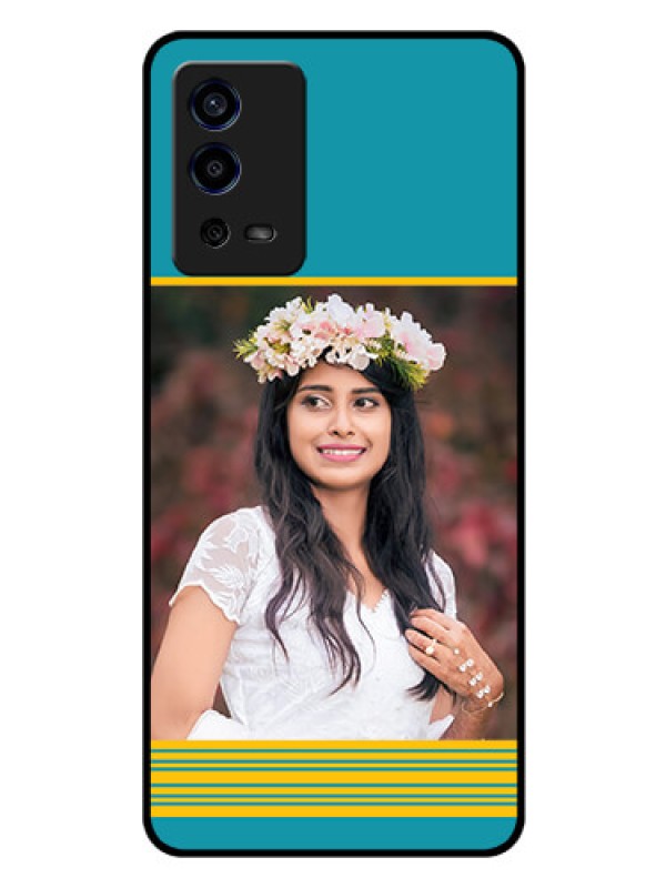 Custom Oppo A55 Custom Glass Phone Case - Yellow & Blue Design