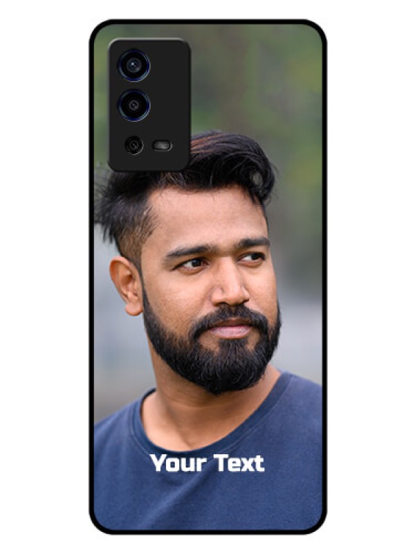 Custom Oppo A55 Glass Mobile Cover: Photo with Text