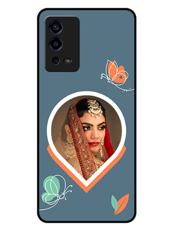Custom Oppo A55 Custom Glass Mobile Case - Droplet Butterflies Design