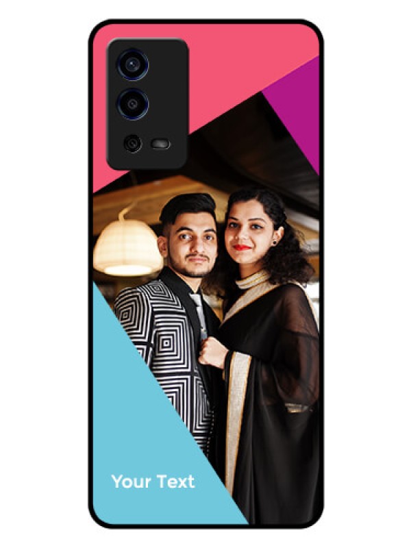 Custom Oppo A55 Custom Glass Mobile Case - Stacked Triple colour Design