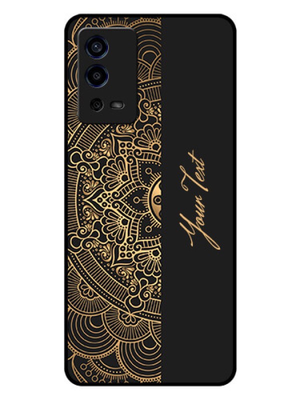 Custom Oppo A55 Photo Printing on Glass Case - Mandala art with custom text Design