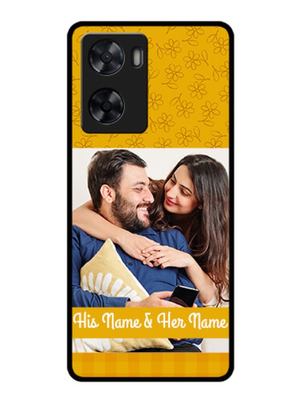 Custom Oppo A57 2022 Custom Glass Mobile Case - Yellow Floral Design