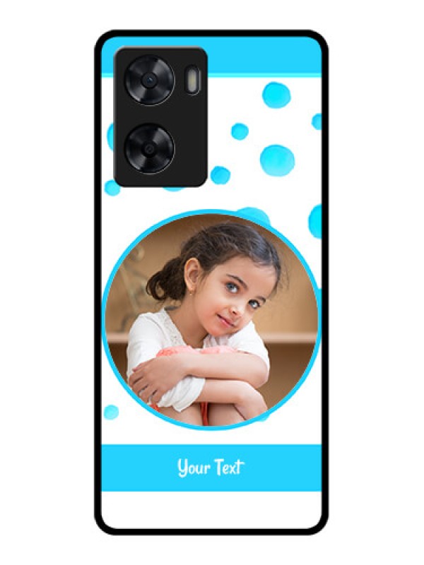 Custom Oppo A57 2022 Photo Printing on Glass Case - Blue Bubbles Pattern Design
