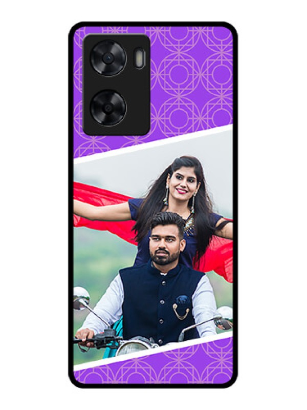 Custom Oppo A57 2022 Custom Glass Phone Case - Violet Pattern Design