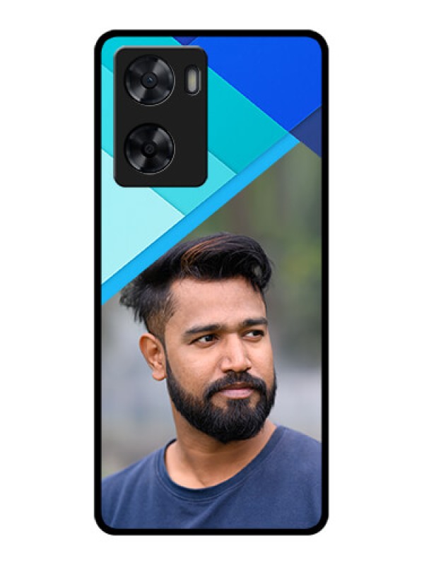 Custom Oppo A57 2022 Custom Glass Phone Case - Blue Pattern Design