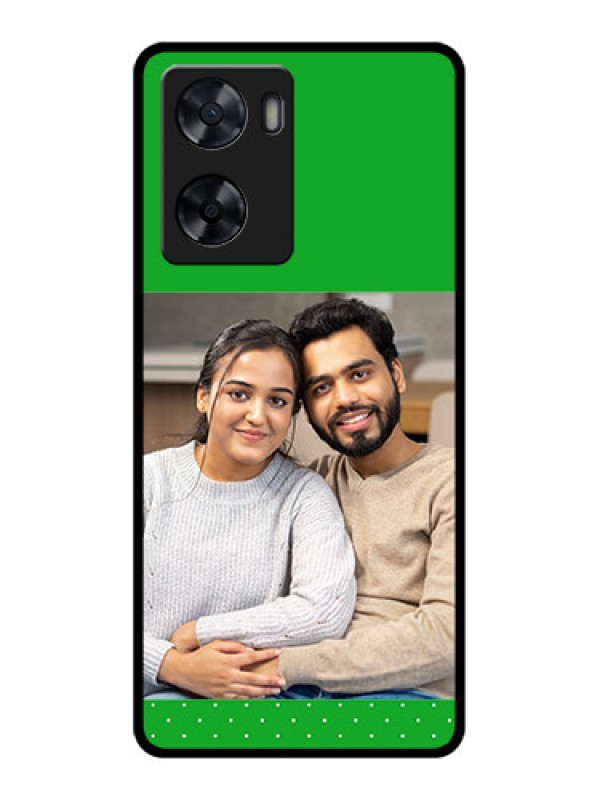 Custom Oppo A57 2022 Personalized Glass Phone Case - Green Pattern Design