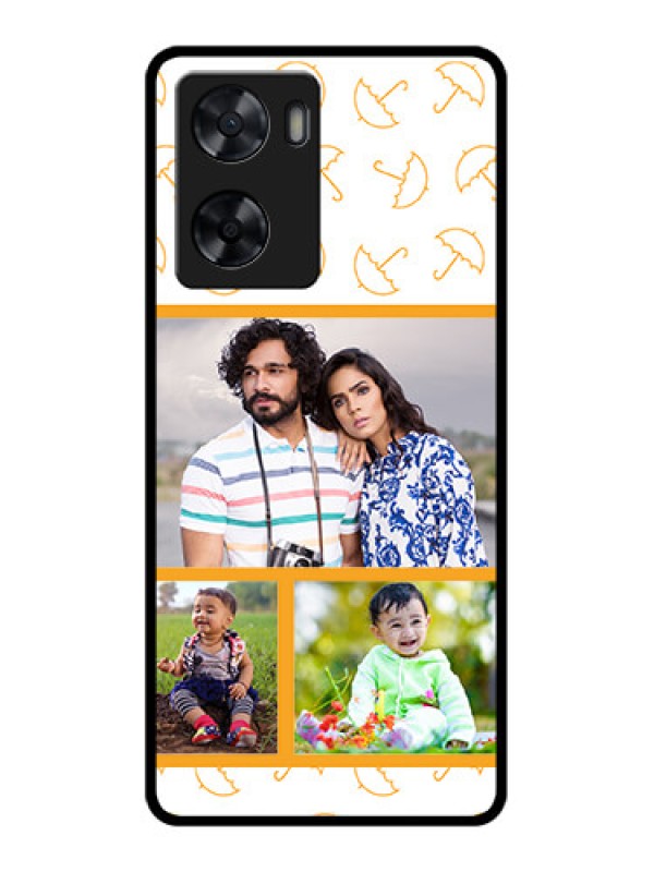 Custom Oppo A57 2022 Custom Glass Mobile Case - Yellow Pattern Design