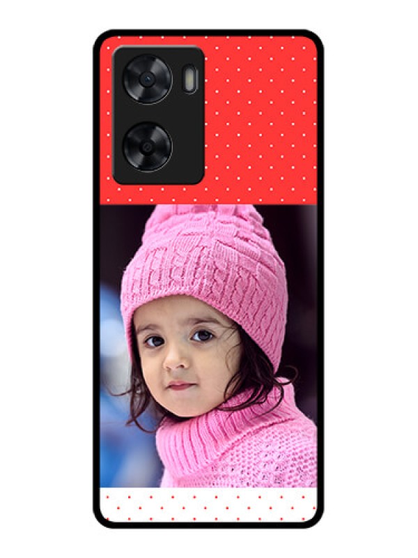 Custom Oppo A57 2022 Photo Printing on Glass Case - Red Pattern Design