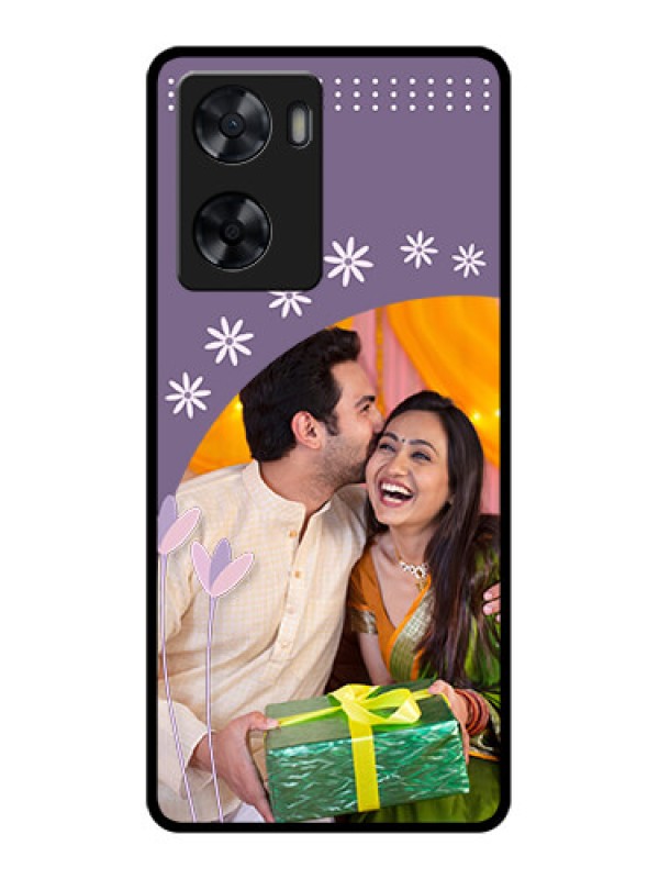 Custom Oppo A57 2022 Custom Glass Mobile Case - Lavender flowers design