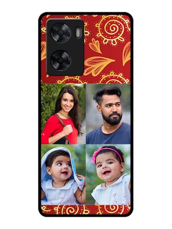 Custom Oppo A57 2022 Photo Printing on Glass Case - 4 Image Traditional Design