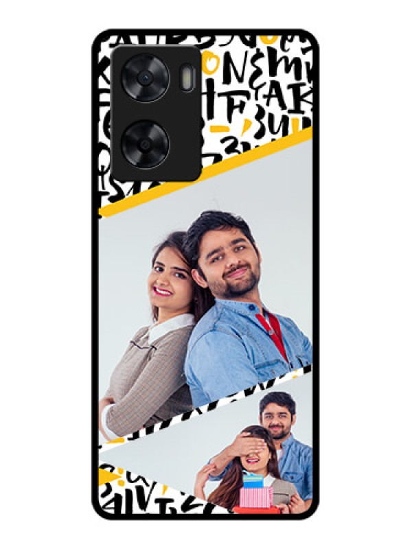Custom Oppo A57 2022 Custom Glass Mobile Case - Letters Pattern Design