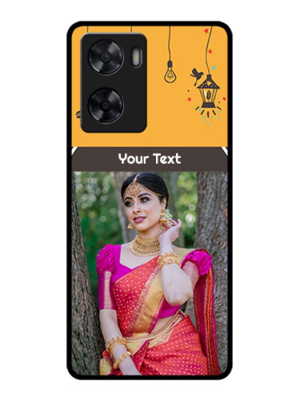 Custom Oppo A57 2022 Custom Glass Mobile Case - with Family Picture and Icons