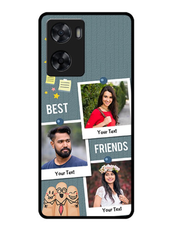 Custom Oppo A57 2022 Personalized Glass Phone Case - Sticky Frames and Friendship Design