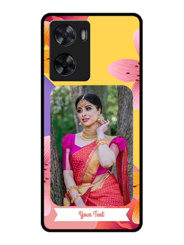 Custom Oppo A57 2022 Custom Glass Mobile Case - 3 Image With Vintage Floral Design