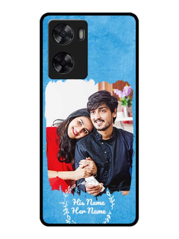 Custom Oppo A57 2022 Custom Glass Phone Case - Blue Color Vintage Design