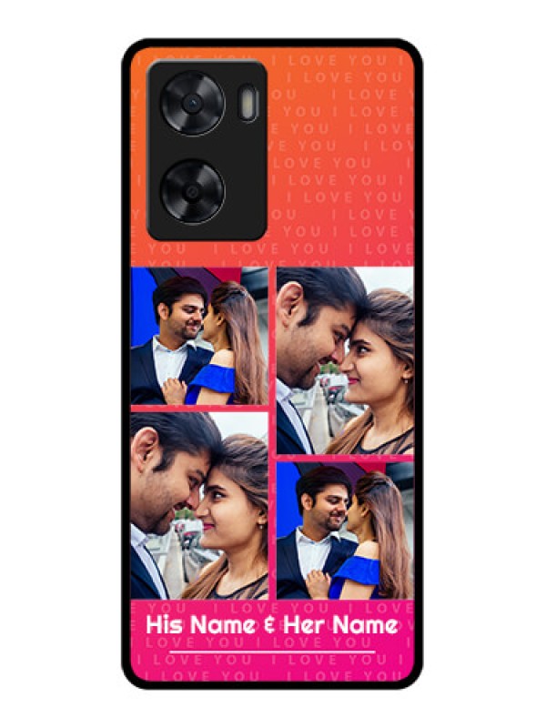 Custom Oppo A57 2022 Custom Glass Phone Case - I Love You Pink Design