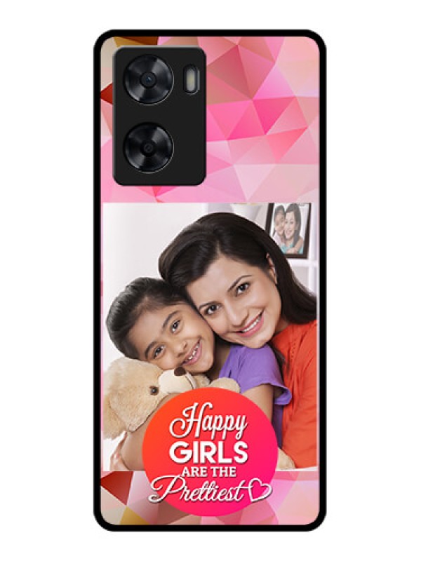 Custom Oppo A57 2022 Photo Printing on Glass Case - Abstract Triangle Design