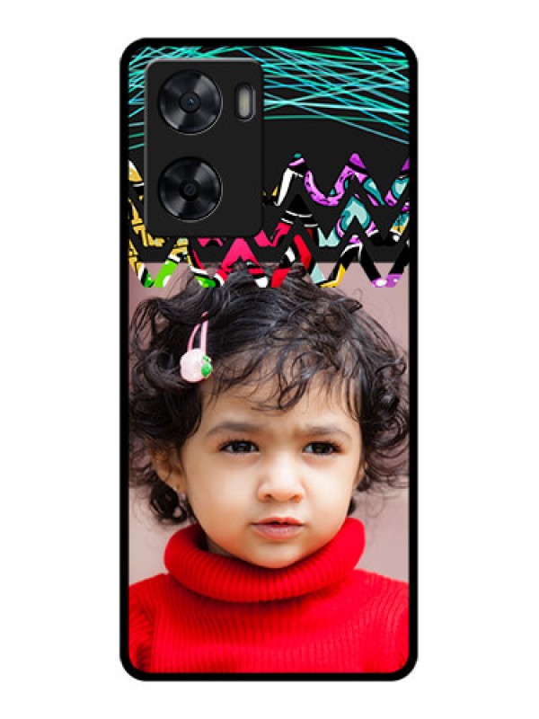 Custom Oppo A57 2022 Personalized Glass Phone Case - Neon Abstract Design