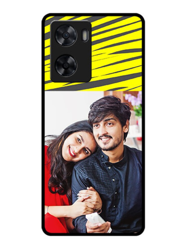 Custom Oppo A57 2022 Photo Printing on Glass Case - Yellow Abstract Design