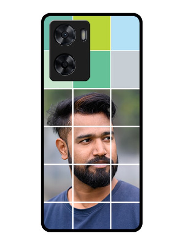 Custom Oppo A57 2022 Photo Printing on Glass Case - with white box pattern