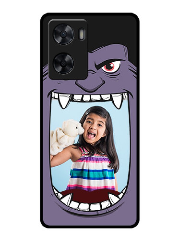 Custom Oppo A57 2022 Custom Glass Phone Case - Angry Monster Design