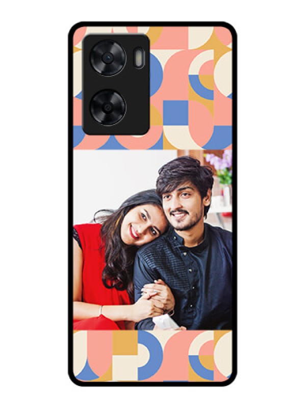 Custom Oppo A57 2022 Photo Printing on Glass Case - Semi-circle Maze Pattern Design