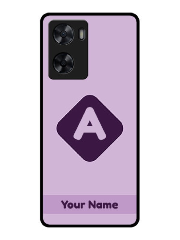 Custom Oppo A57 2022 Custom Glass Mobile Case - Custom Letter in curved badge Design