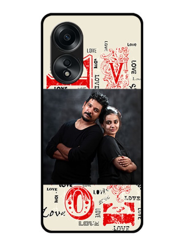 Custom Oppo A58 Photo Printing on Glass Case - Trendy Love Design Case