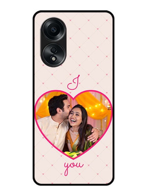 Custom Oppo A58 Custom Glass Mobile Case - Heart Shape Design