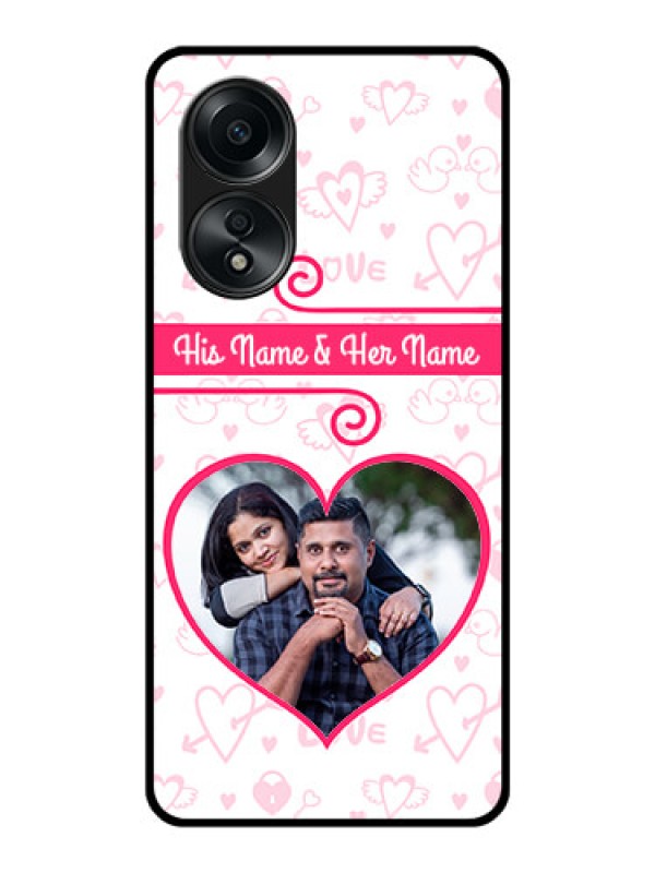 Custom Oppo A58 Personalized Glass Phone Case - Heart Shape Love Design