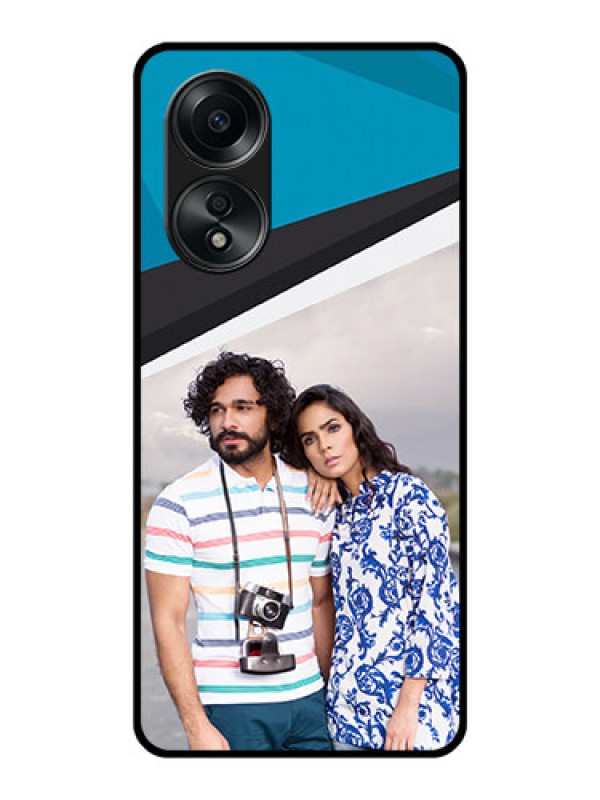 Custom Oppo A58 Photo Printing on Glass Case - Simple Pattern Photo Upload Design