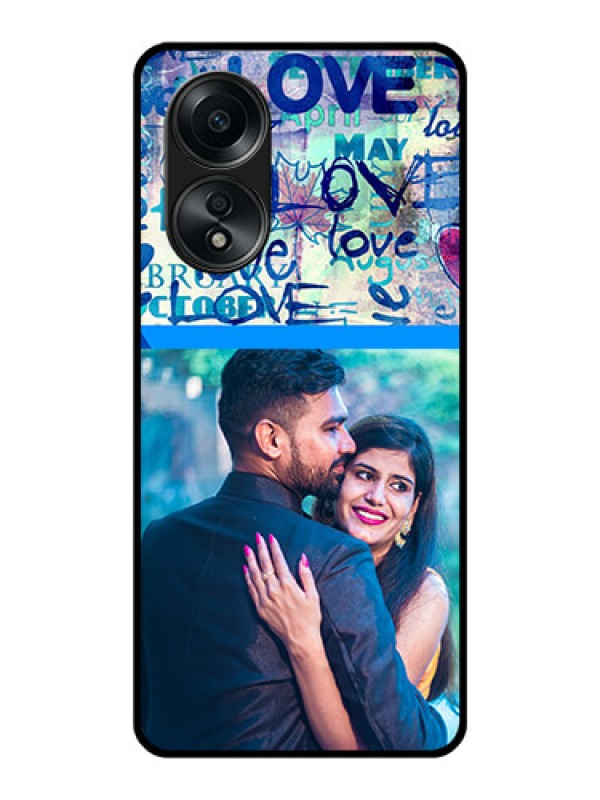 Custom Oppo A58 Custom Glass Mobile Case - Colorful Love Design