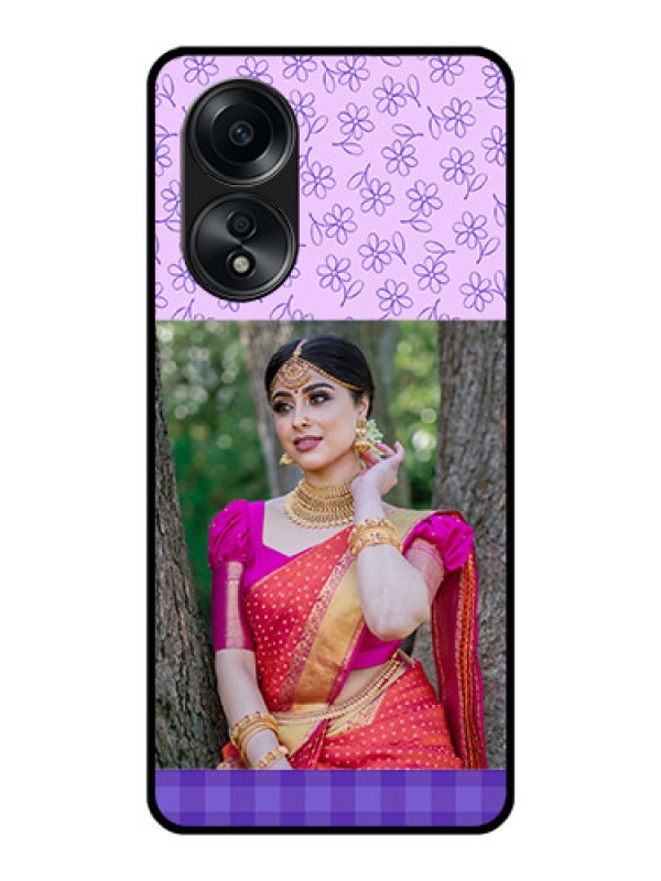 Custom Oppo A58 Custom Glass Phone Case - Purple Floral Design