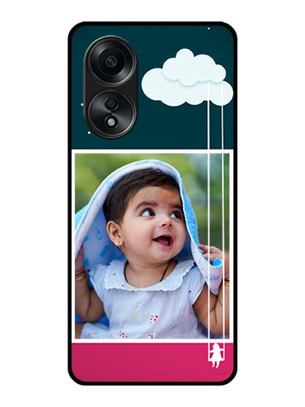 Custom Oppo A58 Custom Glass Phone Case - Cute Girl with Cloud Design