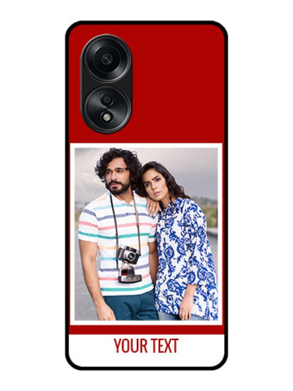Custom Oppo A58 Personalized Glass Phone Case - Simple Red Color Design