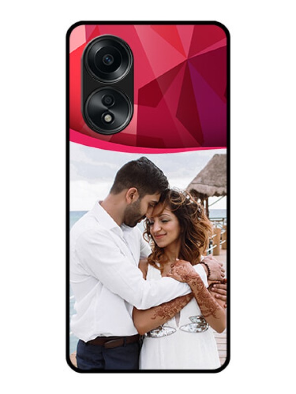 Custom Oppo A58 Custom Glass Mobile Case - Red Abstract Design