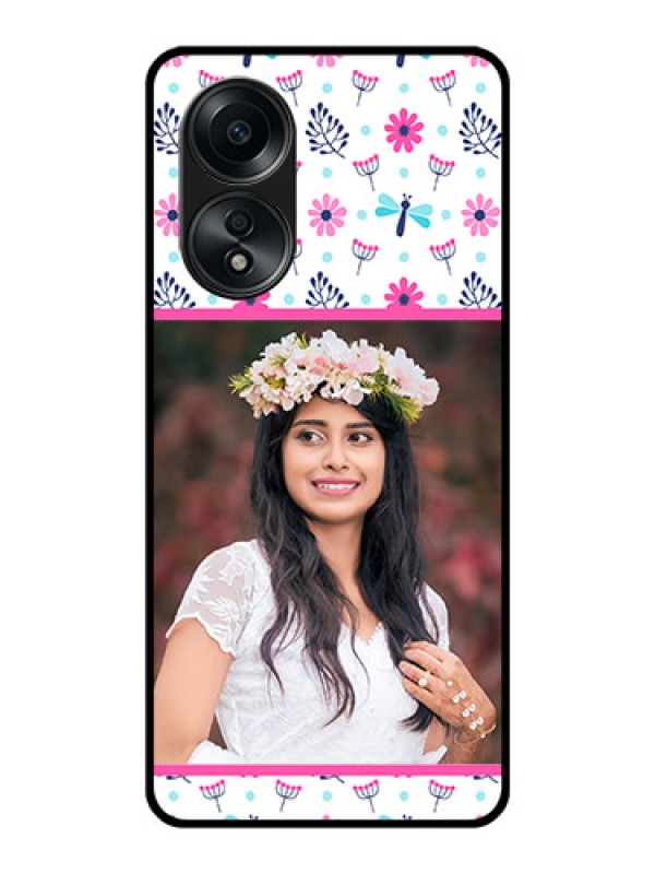 Custom Oppo A58 Photo Printing on Glass Case - Colorful Flower Design