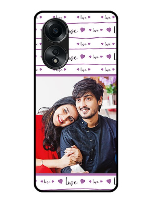 Custom Oppo A58 Custom Glass Mobile Case - Couples Heart Design