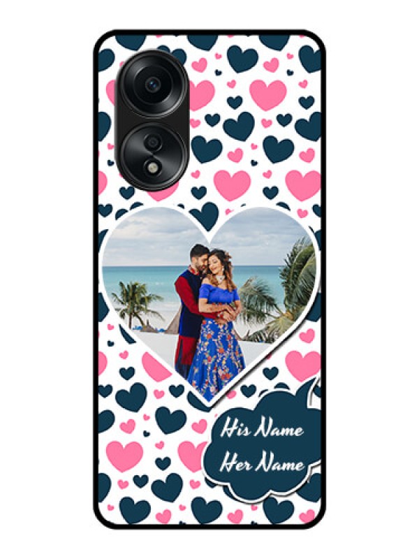 Custom Oppo A58 Custom Glass Phone Case - Pink & Blue Heart Design