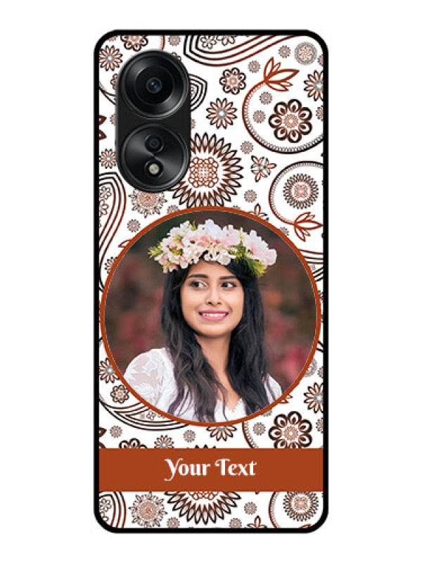 Custom Oppo A58 Custom Glass Mobile Case - Abstract Flower Design