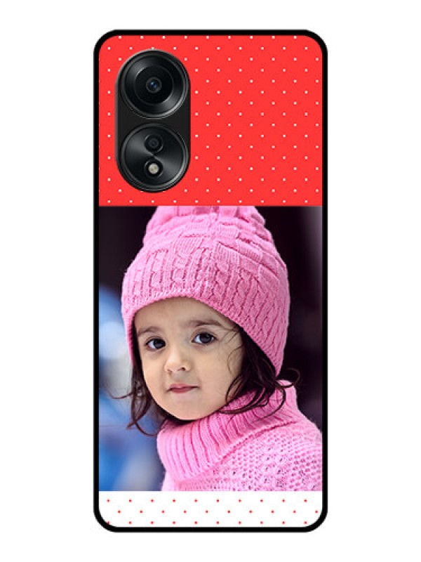 Custom Oppo A58 Photo Printing on Glass Case - Red Pattern Design