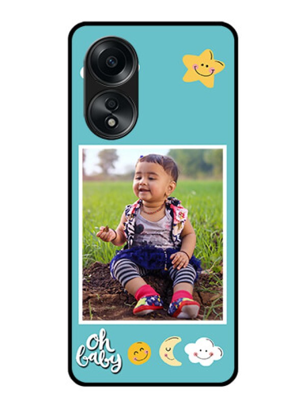Custom Oppo A58 Personalized Glass Phone Case - Smiley Kids Stars Design